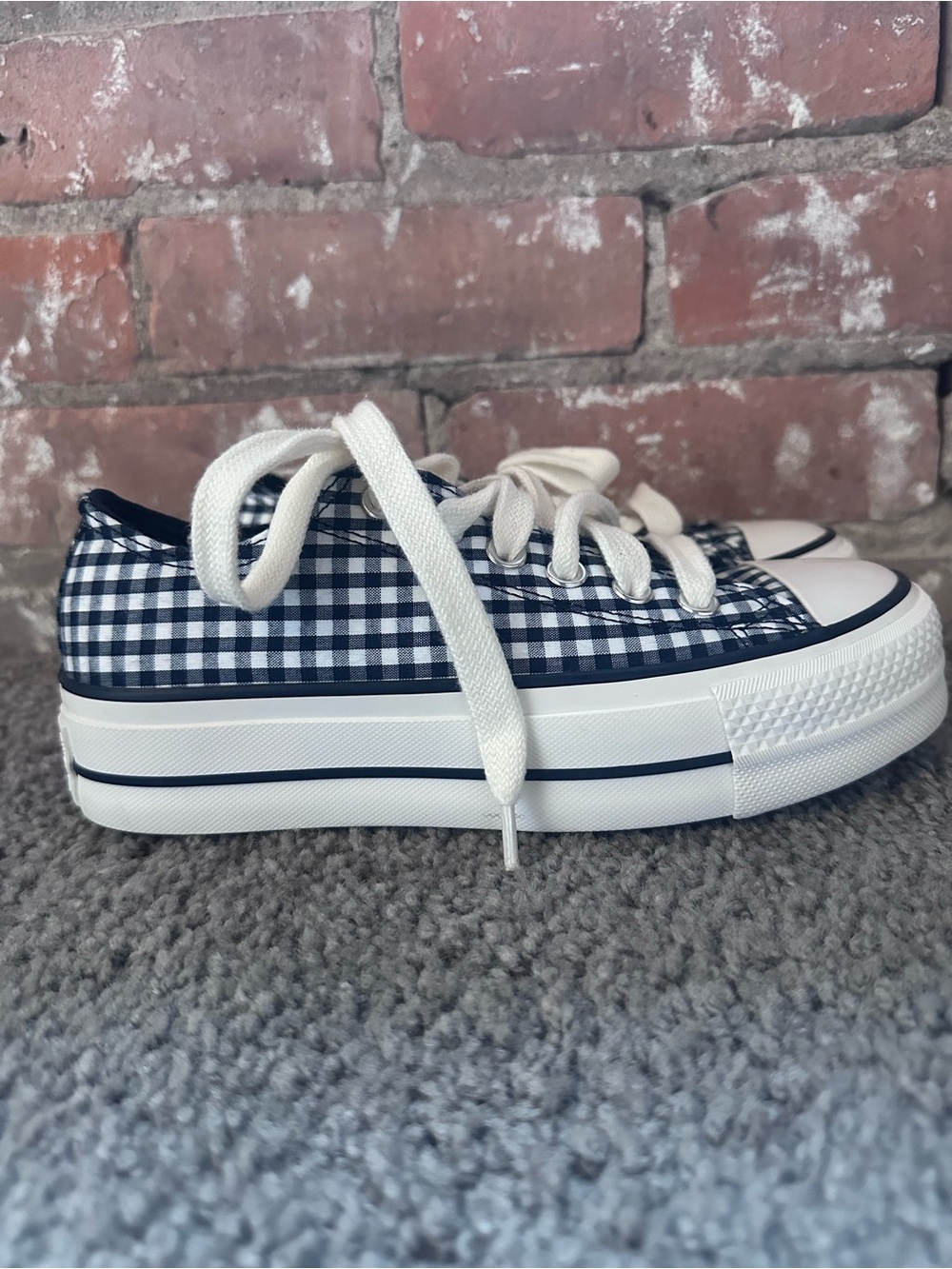 Converse Black & White Gingham Canvas Low-Top Sneakers - Picture 4 of 5
